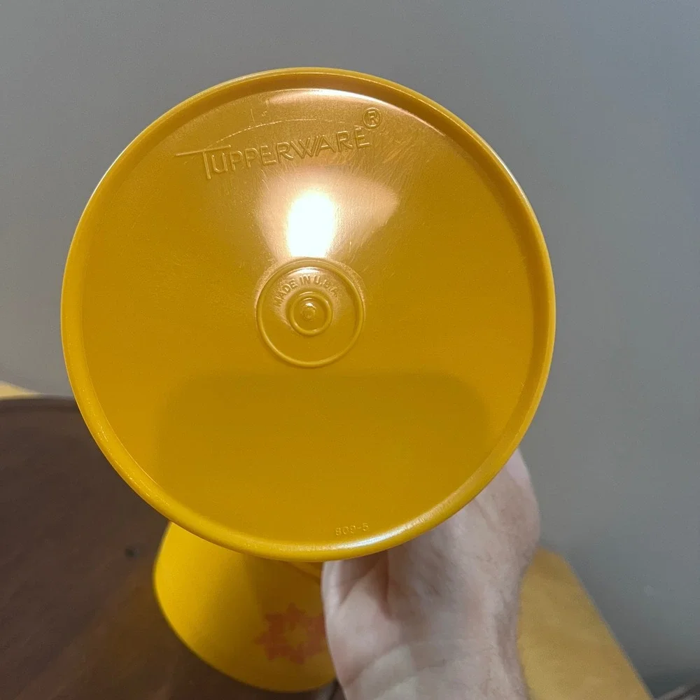 Vtg 70s Tupperware Servalier Canister Set Yellow Orange Floral Retro MCM 2pc
